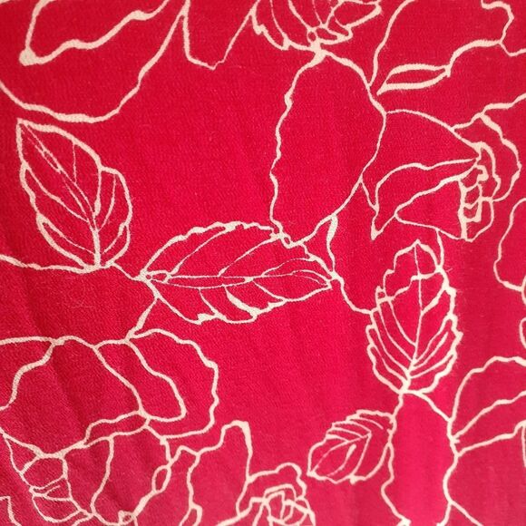 Vintage Eddie Bauer Red Floral Button-Down Midi Dress - Picture 14 of 16